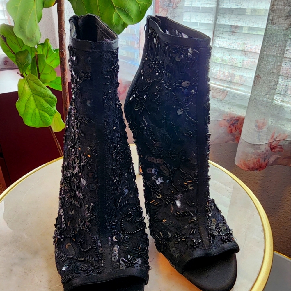 Badgley Mischka sequined ankle booty
